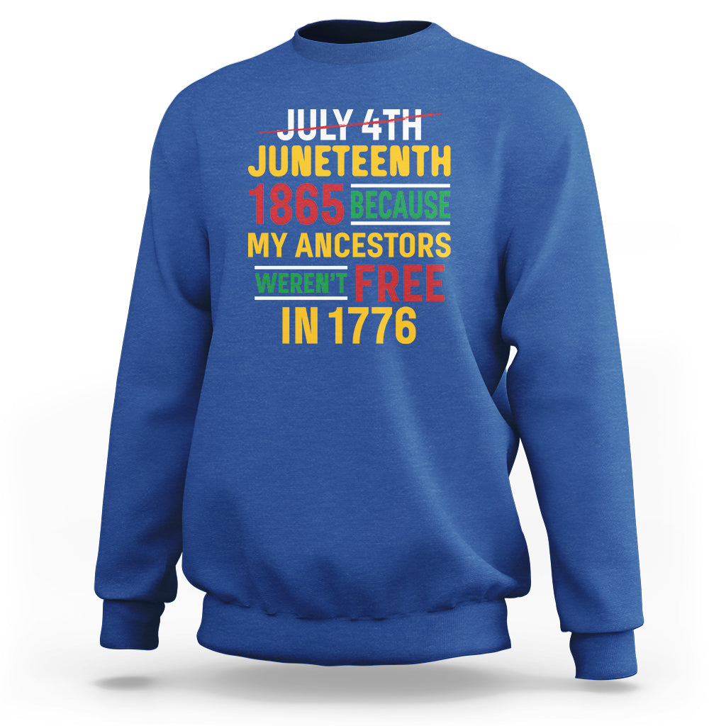July 4th Juneteenth Sweatshirt July 4th Juneteenth - My Ancestors Weren't Free - Wonder Print Shop