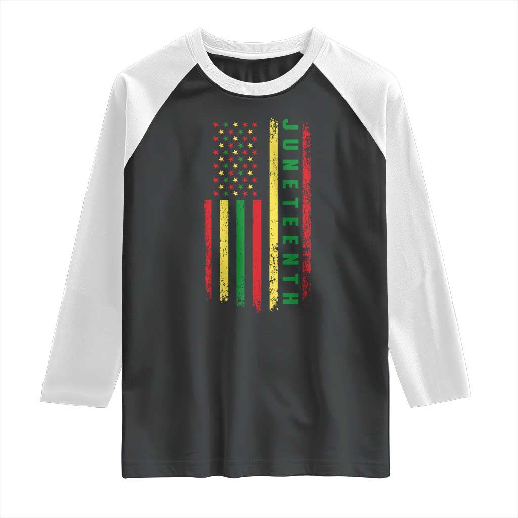 Juneteenth American Flag Raglan Shirt Melanin Black Pride Pan African 1865