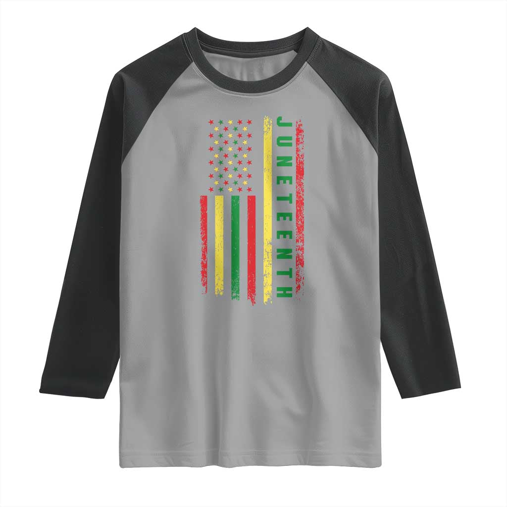 Juneteenth American Flag Raglan Shirt Melanin Black Pride Pan African 1865