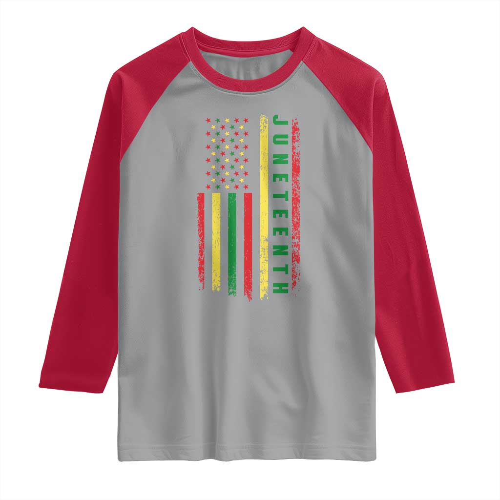 Juneteenth American Flag Raglan Shirt Melanin Black Pride Pan African 1865