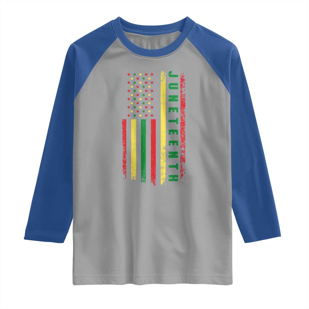 Juneteenth American Flag Raglan Shirt Melanin Black Pride Pan African 1865