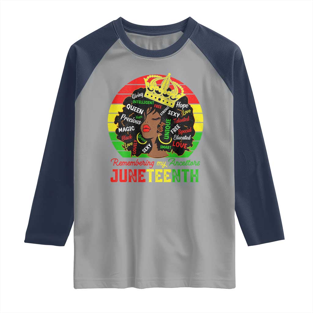 Black Women Raglan Shirt Remembering My Ancestors Juneteenth Celebrate