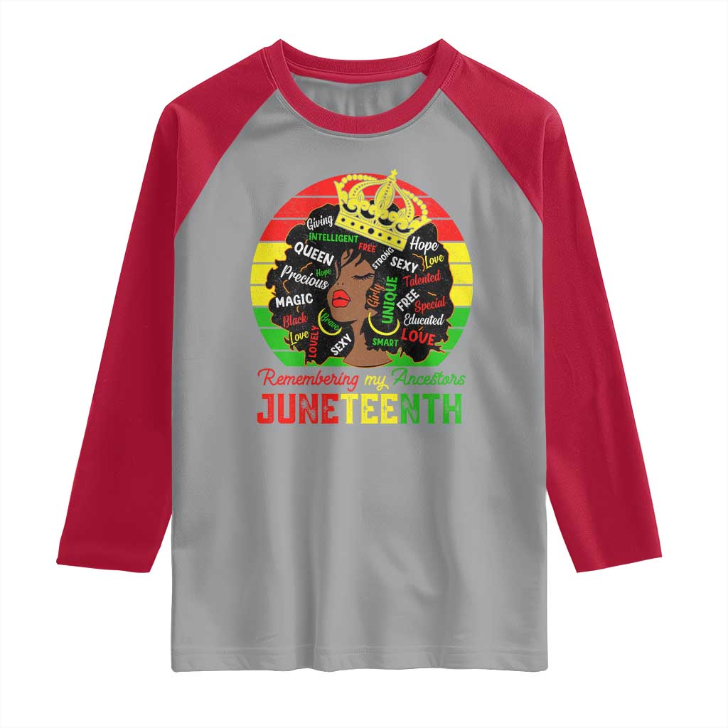 Black Women Raglan Shirt Remembering My Ancestors Juneteenth Celebrate