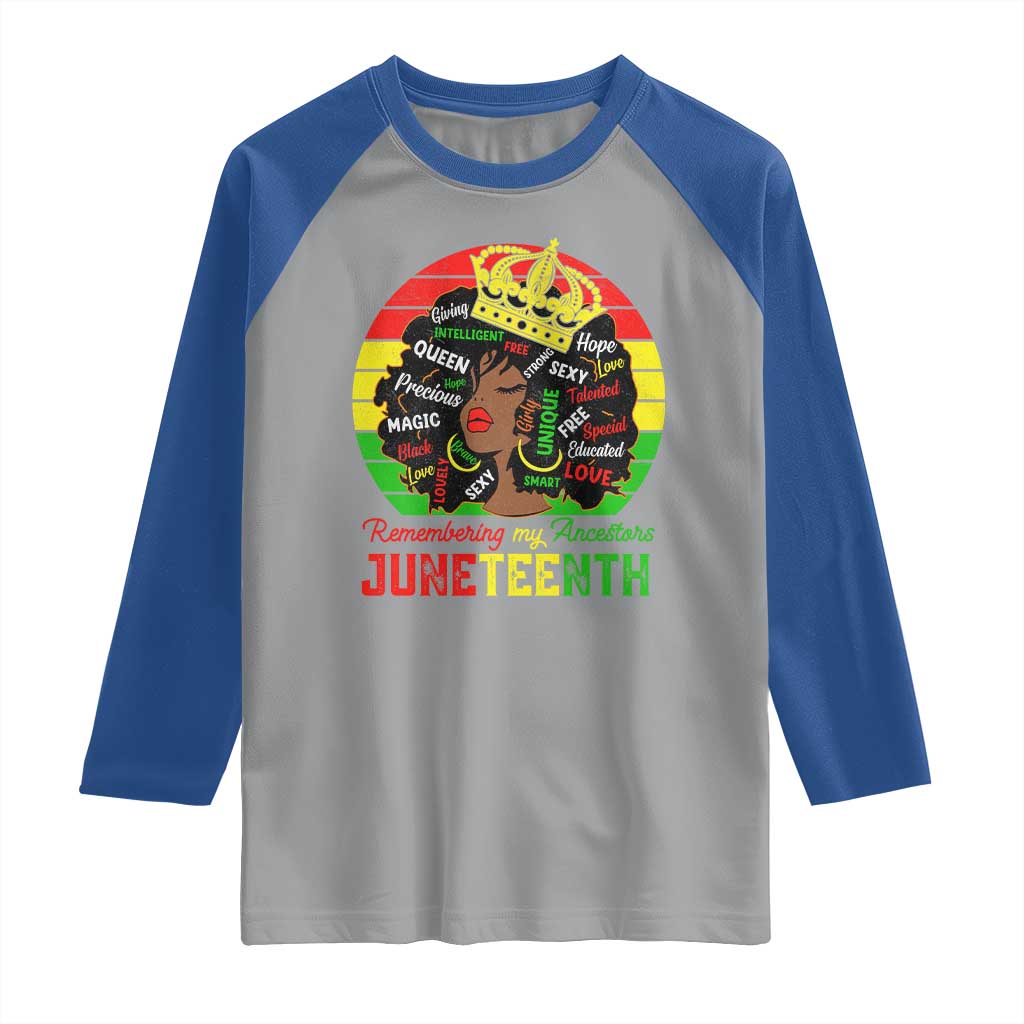 Black Women Raglan Shirt Remembering My Ancestors Juneteenth Celebrate