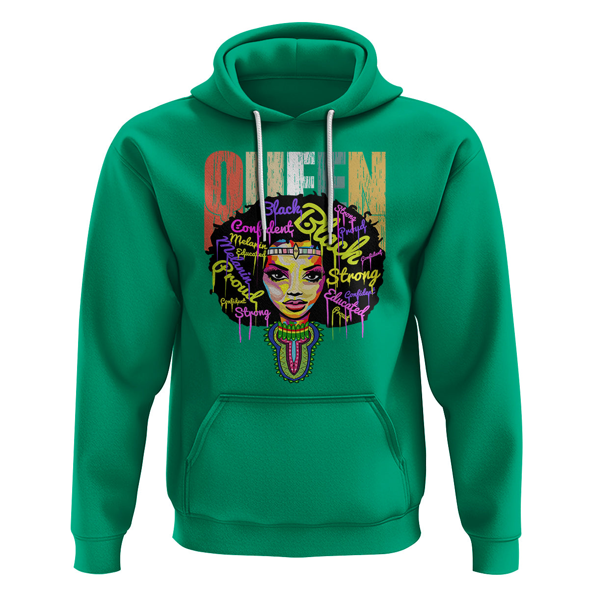 Black Queen Hoodie Proud Melanin Strong Educated Retro Vintage - Wonder Print Shop
