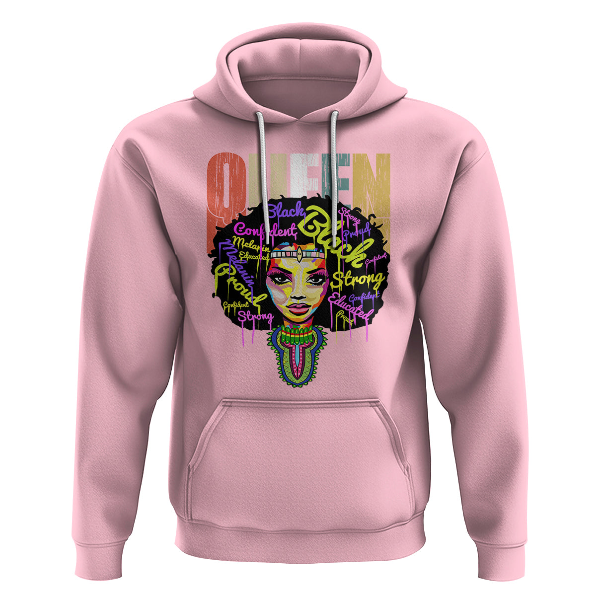 Black Queen Hoodie Proud Melanin Strong Educated Retro Vintage - Wonder Print Shop