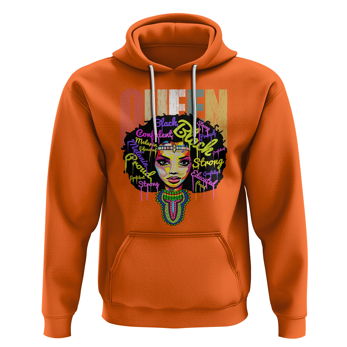 Black Queen Hoodie Proud Melanin Strong Educated Retro Vintage - Wonder Print Shop
