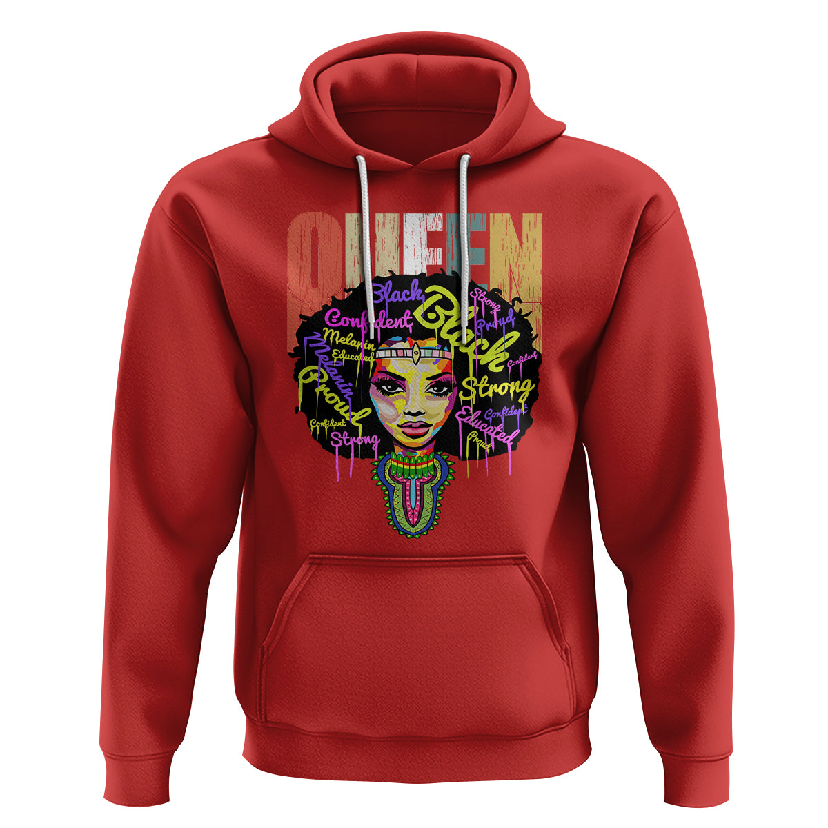 Black Queen Hoodie Proud Melanin Strong Educated Retro Vintage - Wonder Print Shop