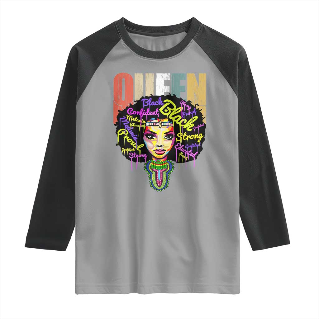 Black Queen Raglan Shirt Proud Melanin Strong Educated Retro Vintage
