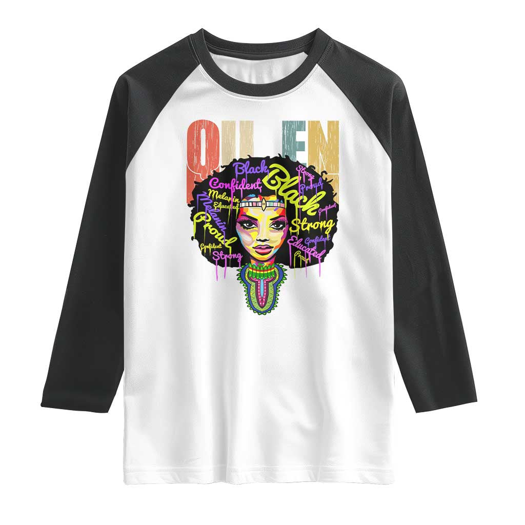Black Queen Raglan Shirt Proud Melanin Strong Educated Retro Vintage