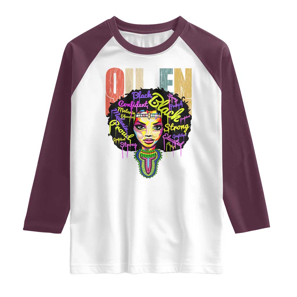 Black Queen Raglan Shirt Proud Melanin Strong Educated Retro Vintage