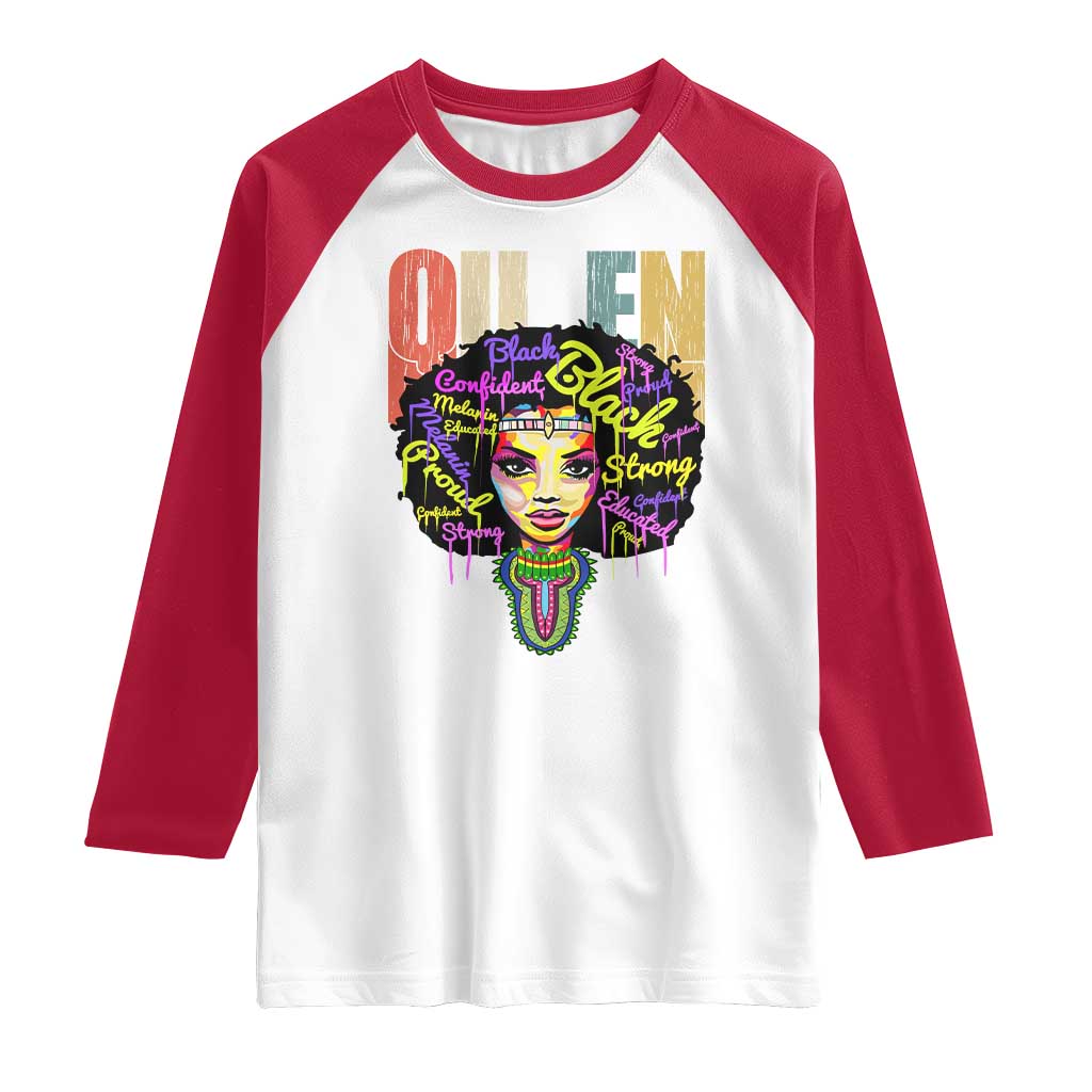 Black Queen Raglan Shirt Proud Melanin Strong Educated Retro Vintage