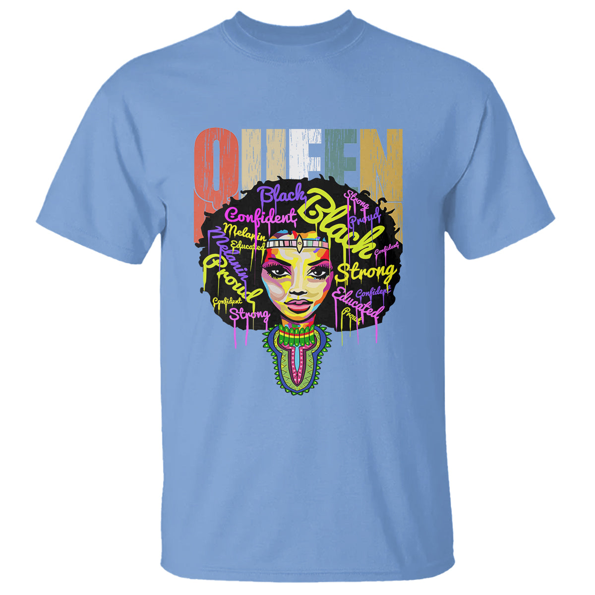 Black Queen T Shirt Proud Melanin Strong Educated Retro Vintage - Wonder Print Shop