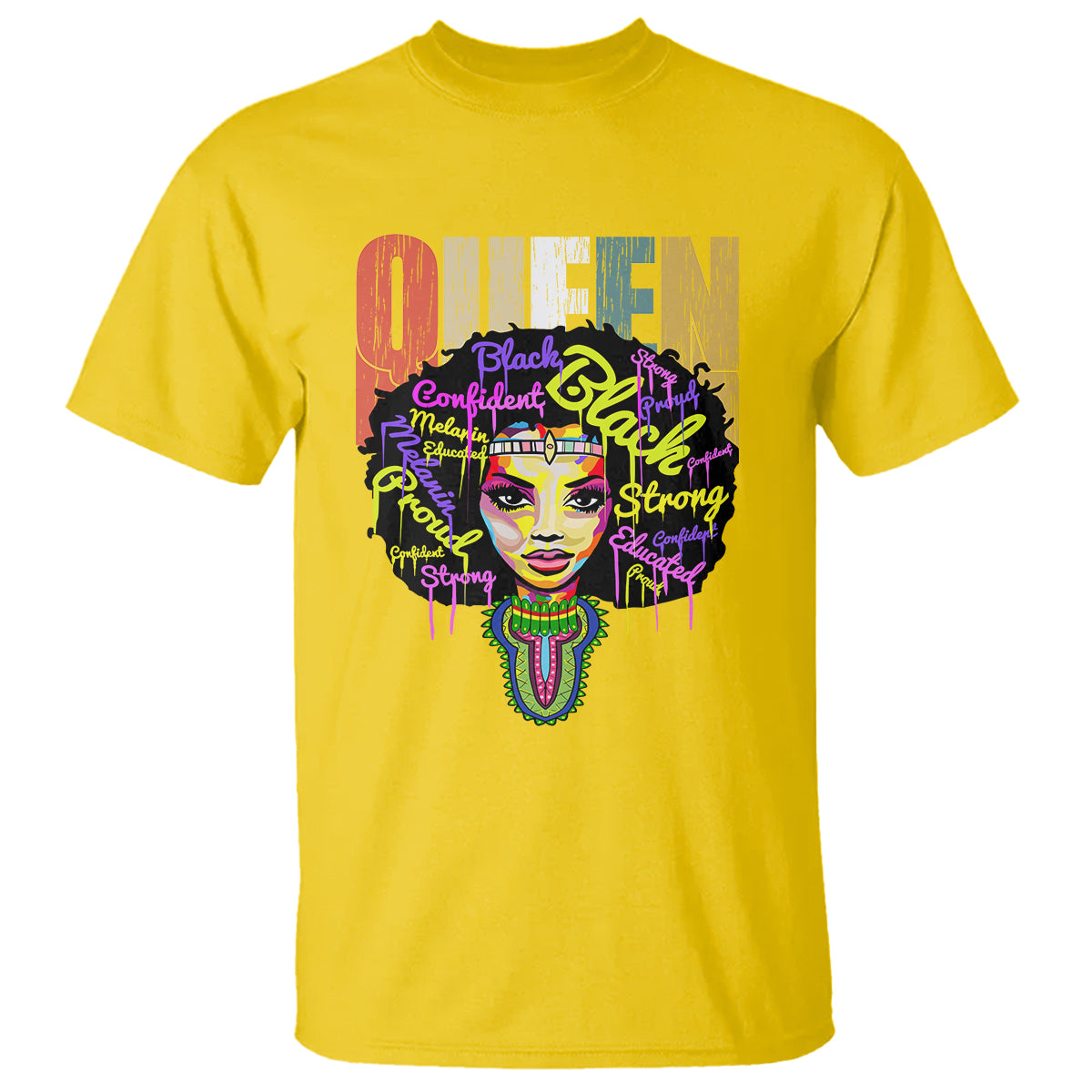 Black Queen T Shirt Proud Melanin Strong Educated Retro Vintage - Wonder Print Shop