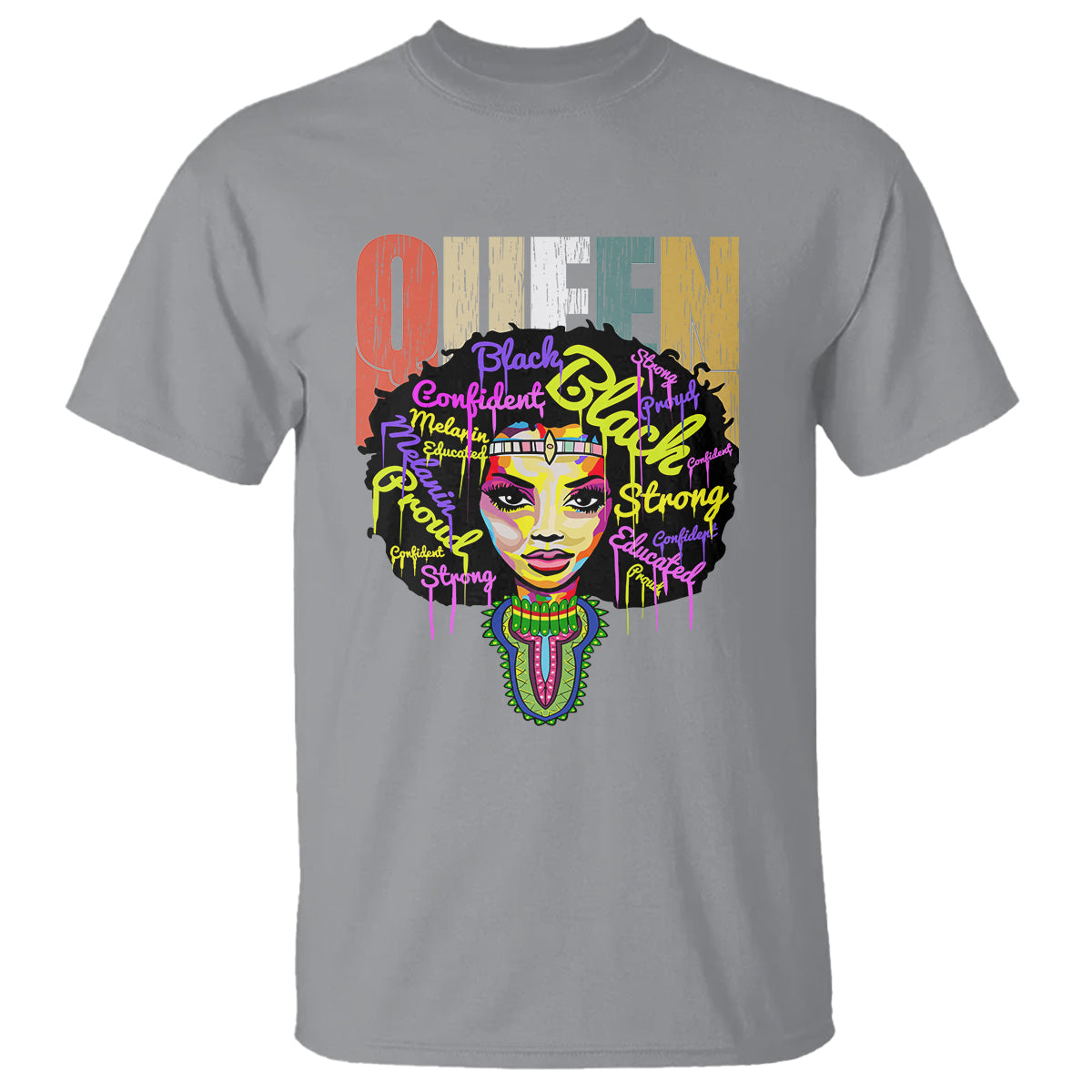 Black Queen T Shirt Proud Melanin Strong Educated Retro Vintage - Wonder Print Shop