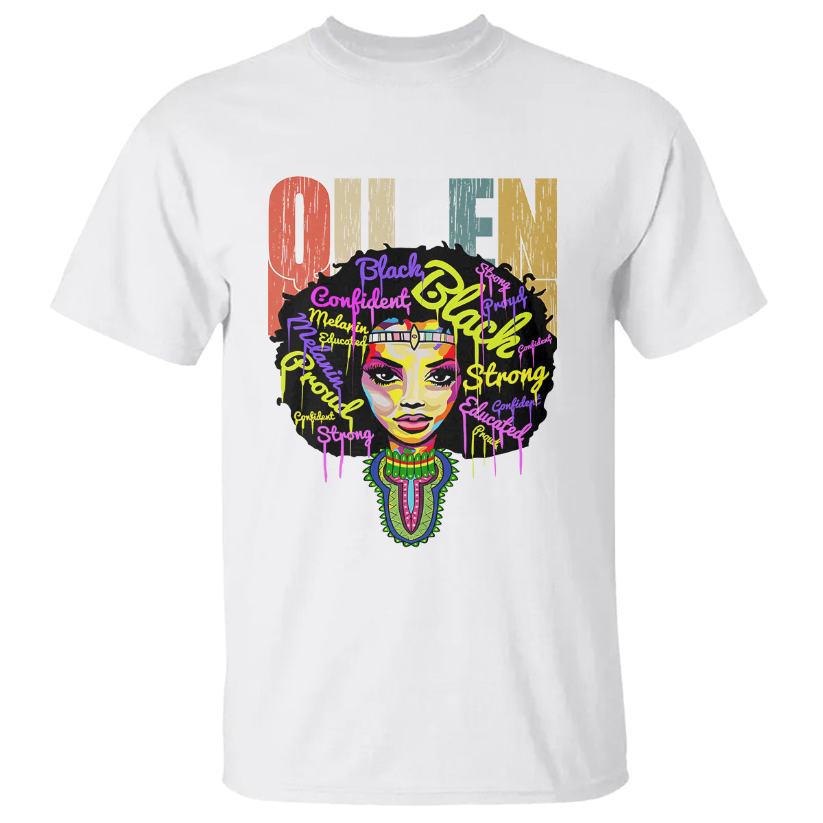 Black Queen T Shirt Proud Melanin Strong Educated Retro Vintage - Wonder Print Shop