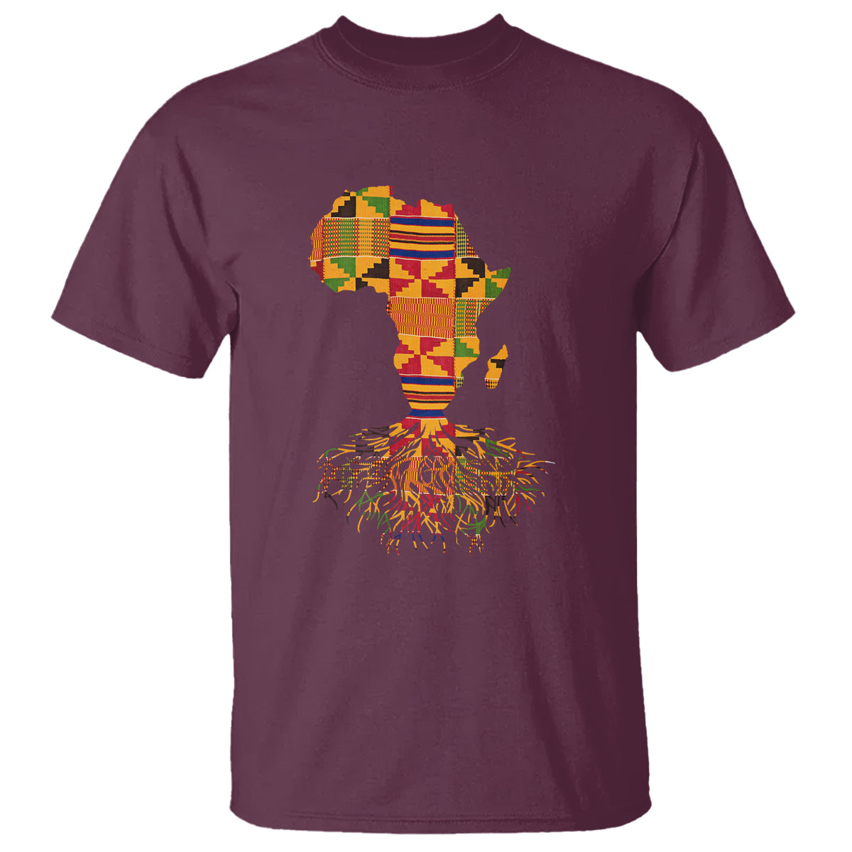 My Roots Black History T Shirt With Traditional Kente and Africa Map - Wonder Print Shop