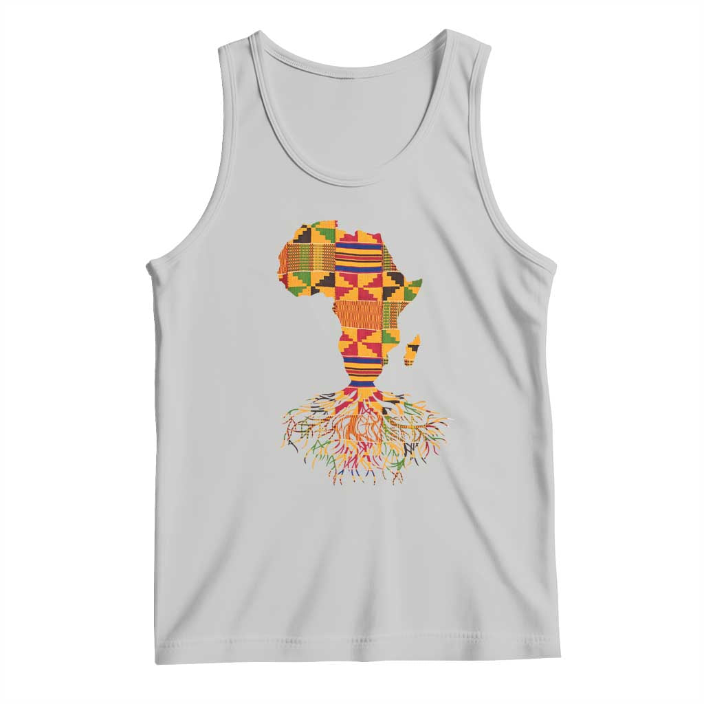 My Roots Black History Tank Top With Traditional Kente and Africa Map