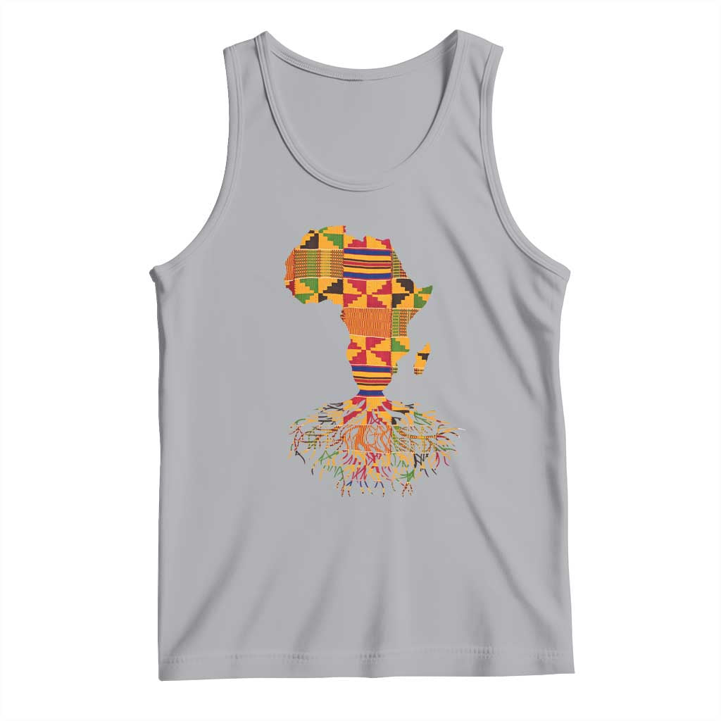 My Roots Black History Tank Top With Traditional Kente and Africa Map