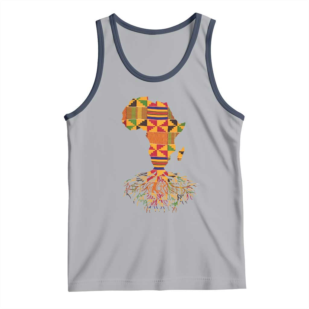 My Roots Black History Tank Top With Traditional Kente and Africa Map