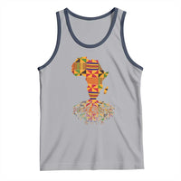 My Roots Black History Tank Top With Traditional Kente and Africa Map