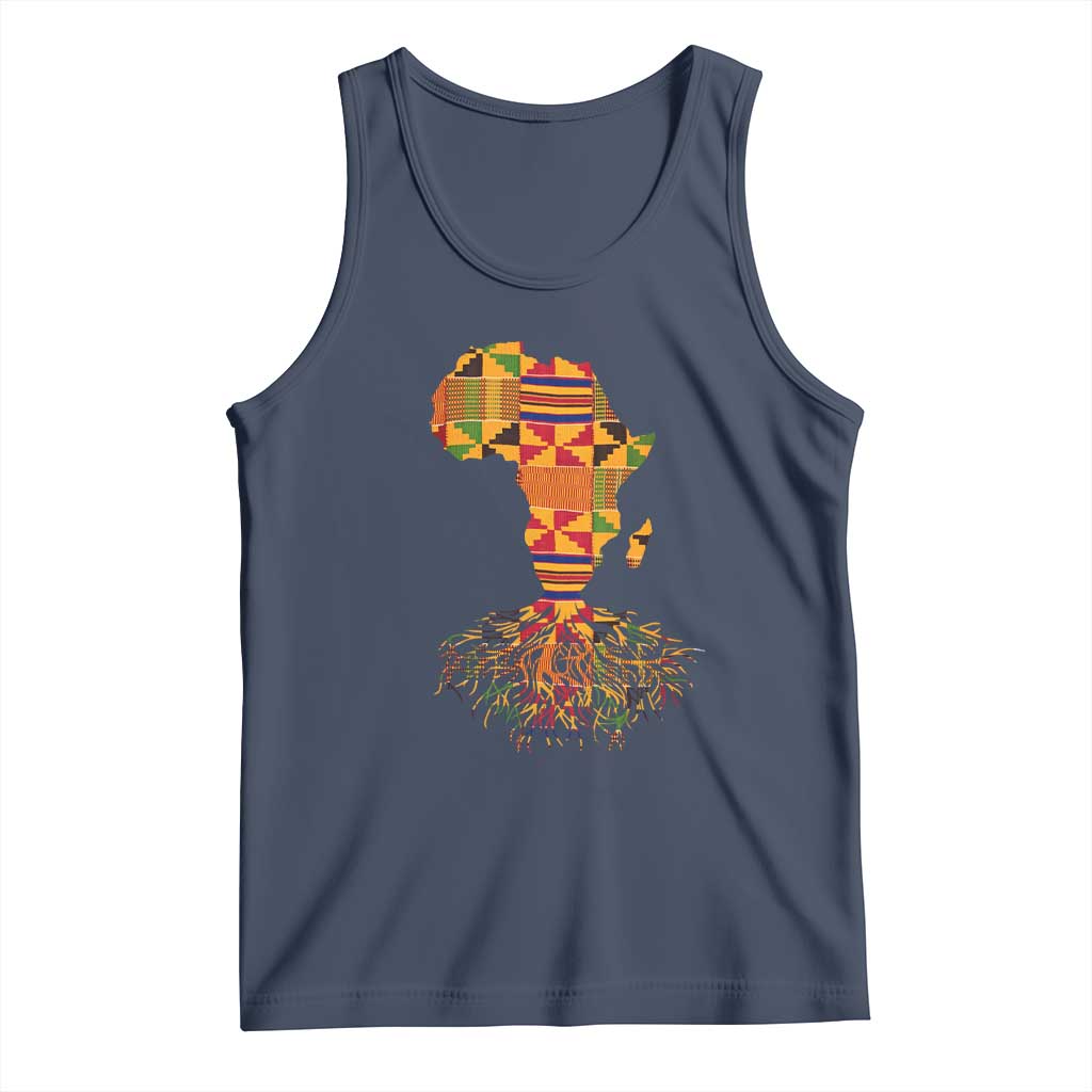 My Roots Black History Tank Top With Traditional Kente and Africa Map