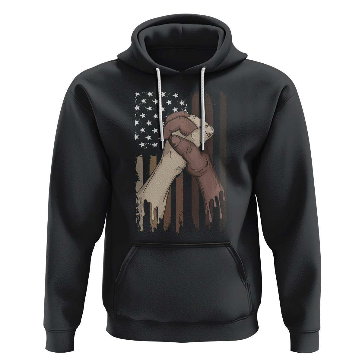 US Flag with Black & American Hands BLM Hoodie - Wonder Print Shop