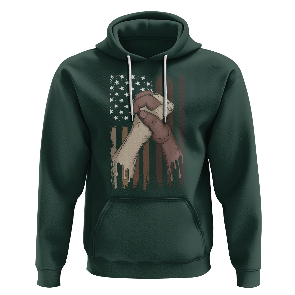 US Flag with Black & American Hands BLM Hoodie - Wonder Print Shop