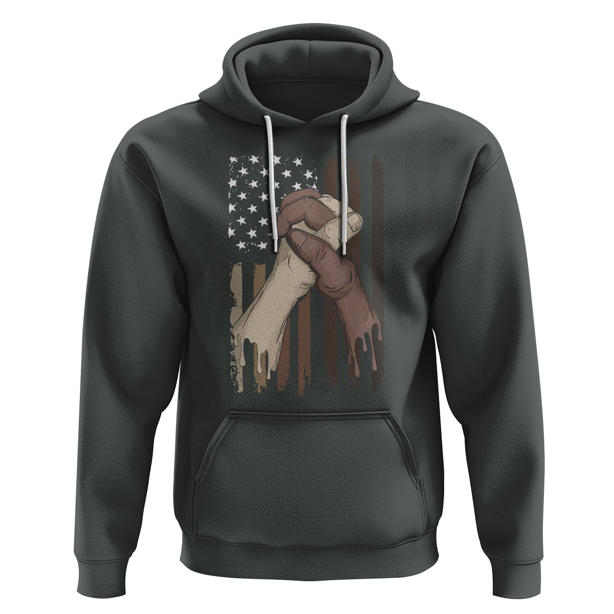 US Flag with Black & American Hands BLM Hoodie - Wonder Print Shop