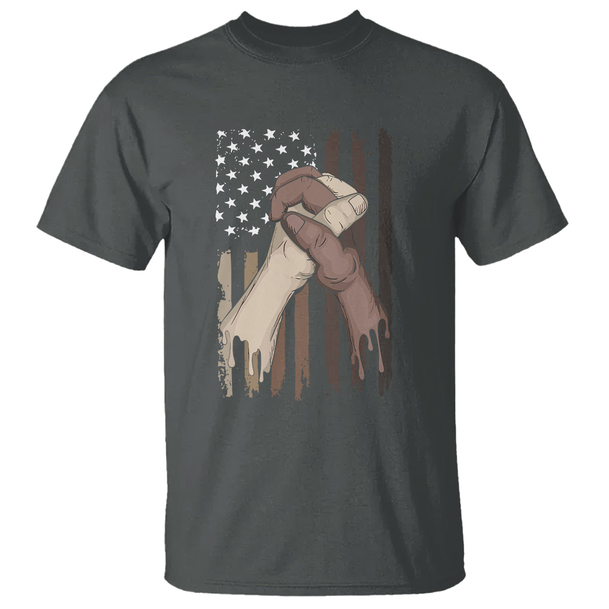 US Flag with Black & American Hands BLM T Shirt - Wonder Print Shop