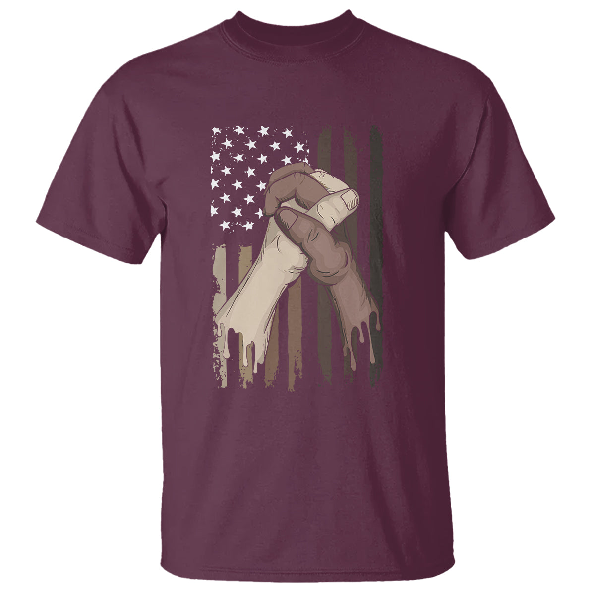 US Flag with Black & American Hands BLM T Shirt - Wonder Print Shop