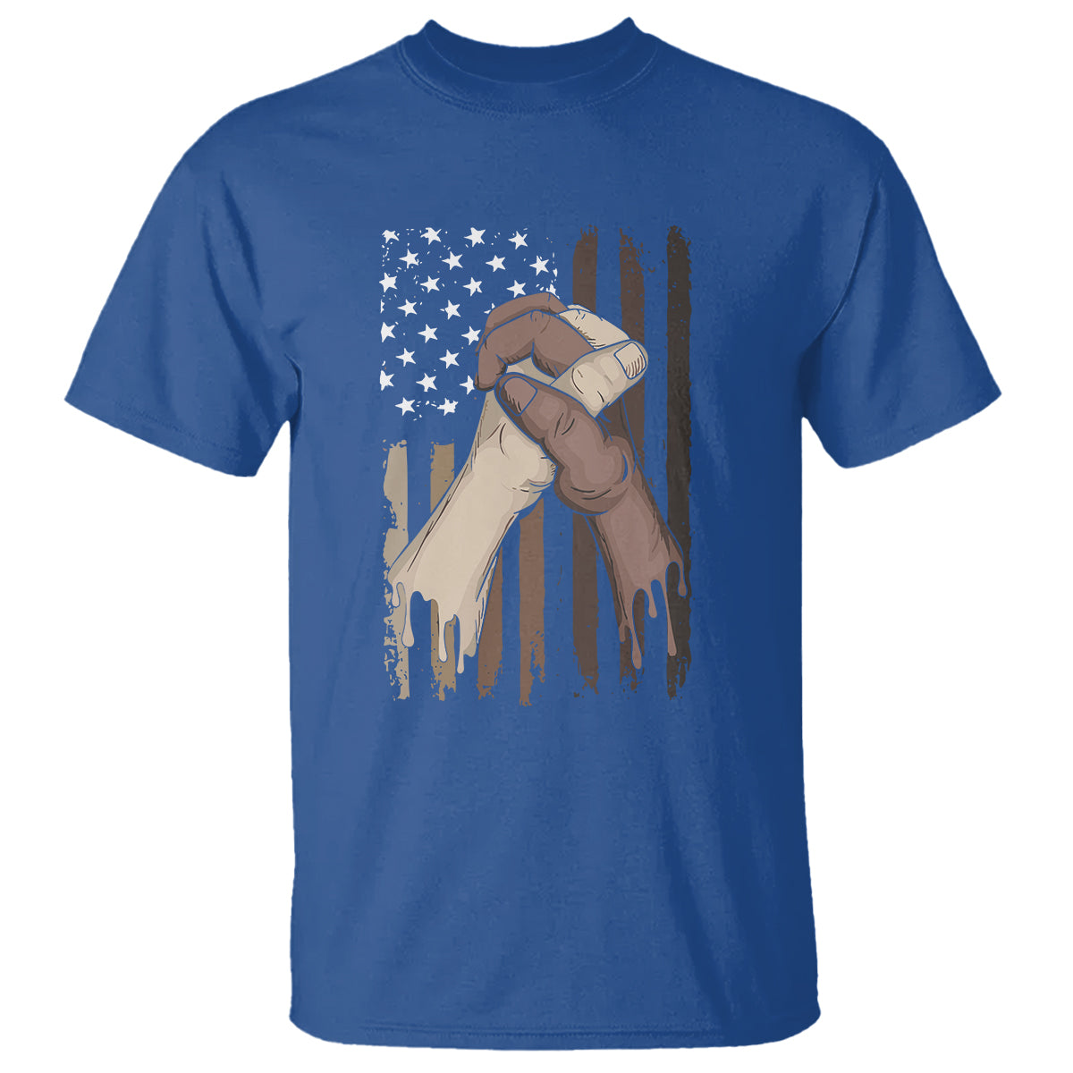 US Flag with Black & American Hands BLM T Shirt - Wonder Print Shop
