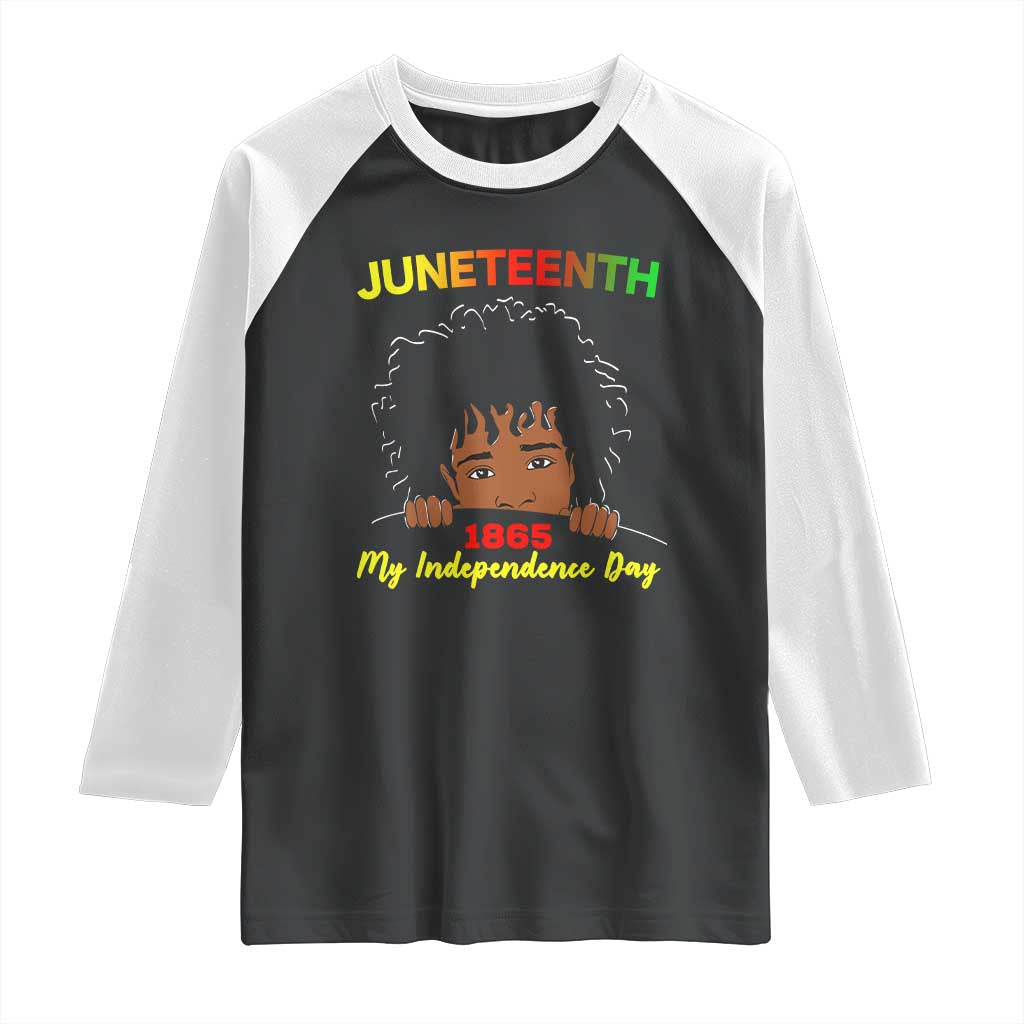 Celebrate Juneteenth Independence Raglan Shirt Teen Youth Afro Locs Black Boy
