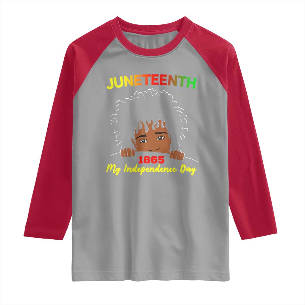 Celebrate Juneteenth Independence Raglan Shirt Teen Youth Afro Locs Black Boy