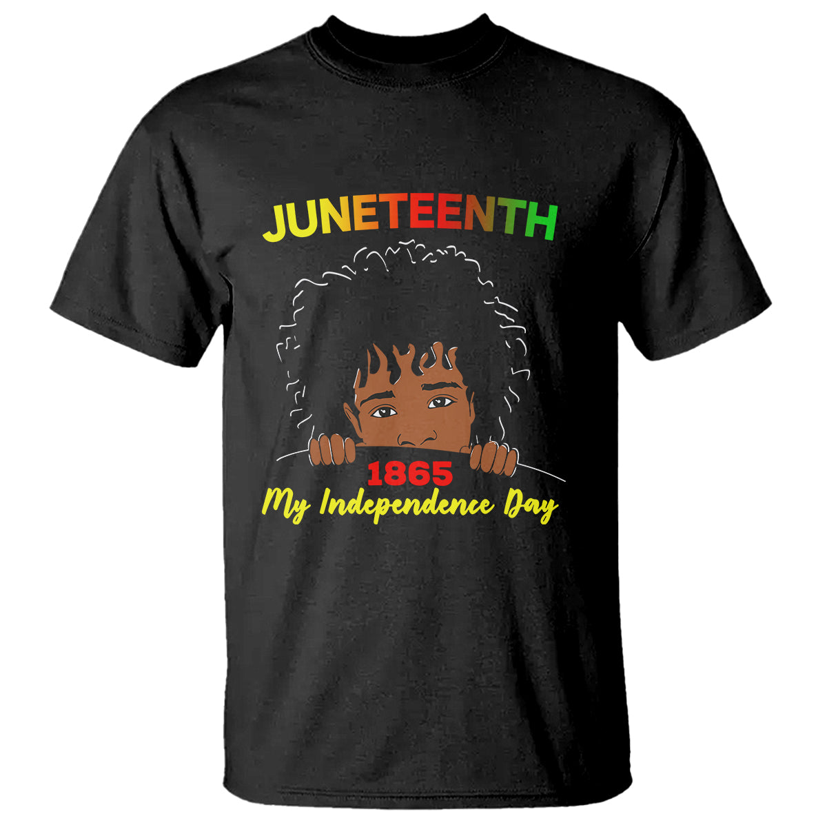 Happy Juneteenth Independence T Shirt Teen Youth Afro Locs Black Boy - Wonder Print Shop