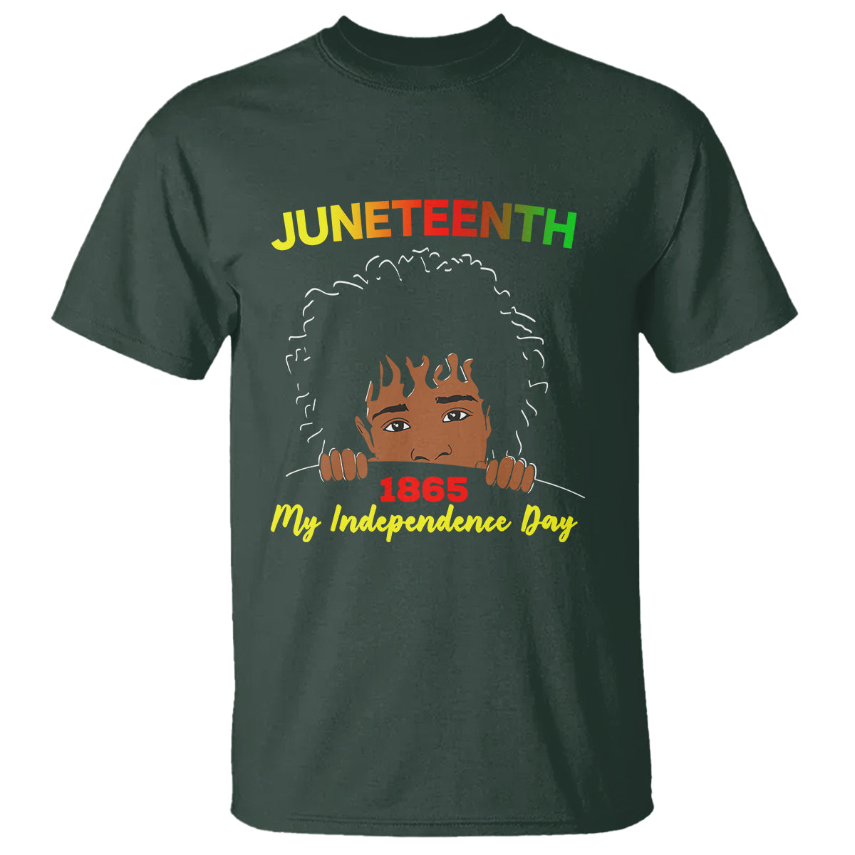 Happy Juneteenth Independence T Shirt Teen Youth Afro Locs Black Boy - Wonder Print Shop