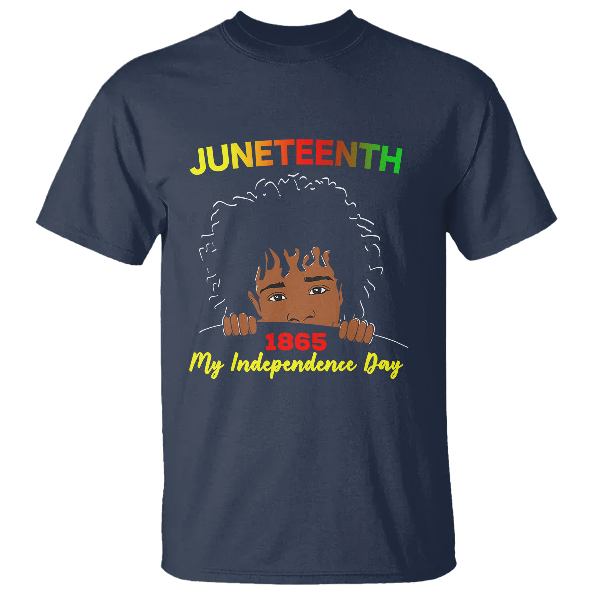 Happy Juneteenth Independence T Shirt Teen Youth Afro Locs Black Boy - Wonder Print Shop
