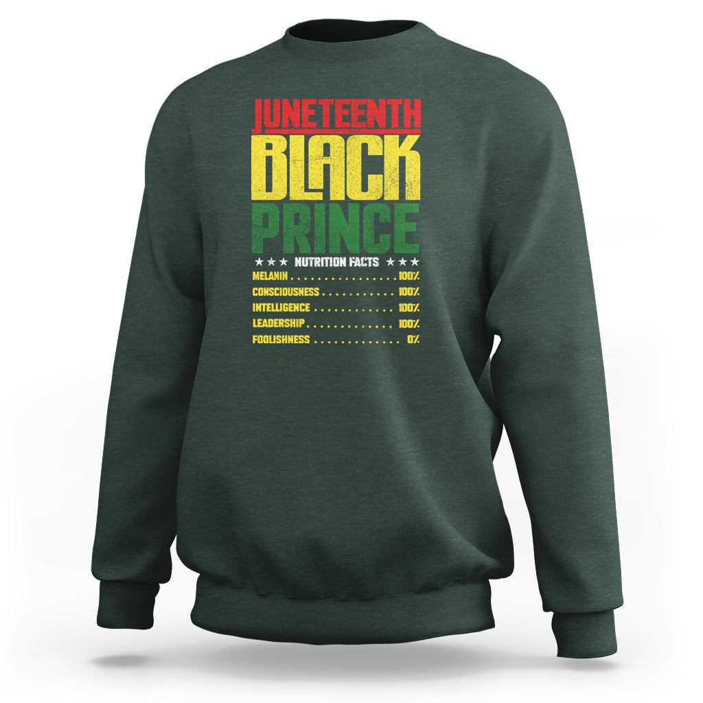 Juneteenth Black Prince Nutrition Facts Sweatshirt - Wonder Print Shop