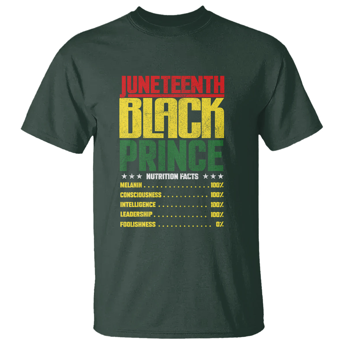 Juneteenth Black Prince Nutrition Facts T Shirt - Wonder Print Shop