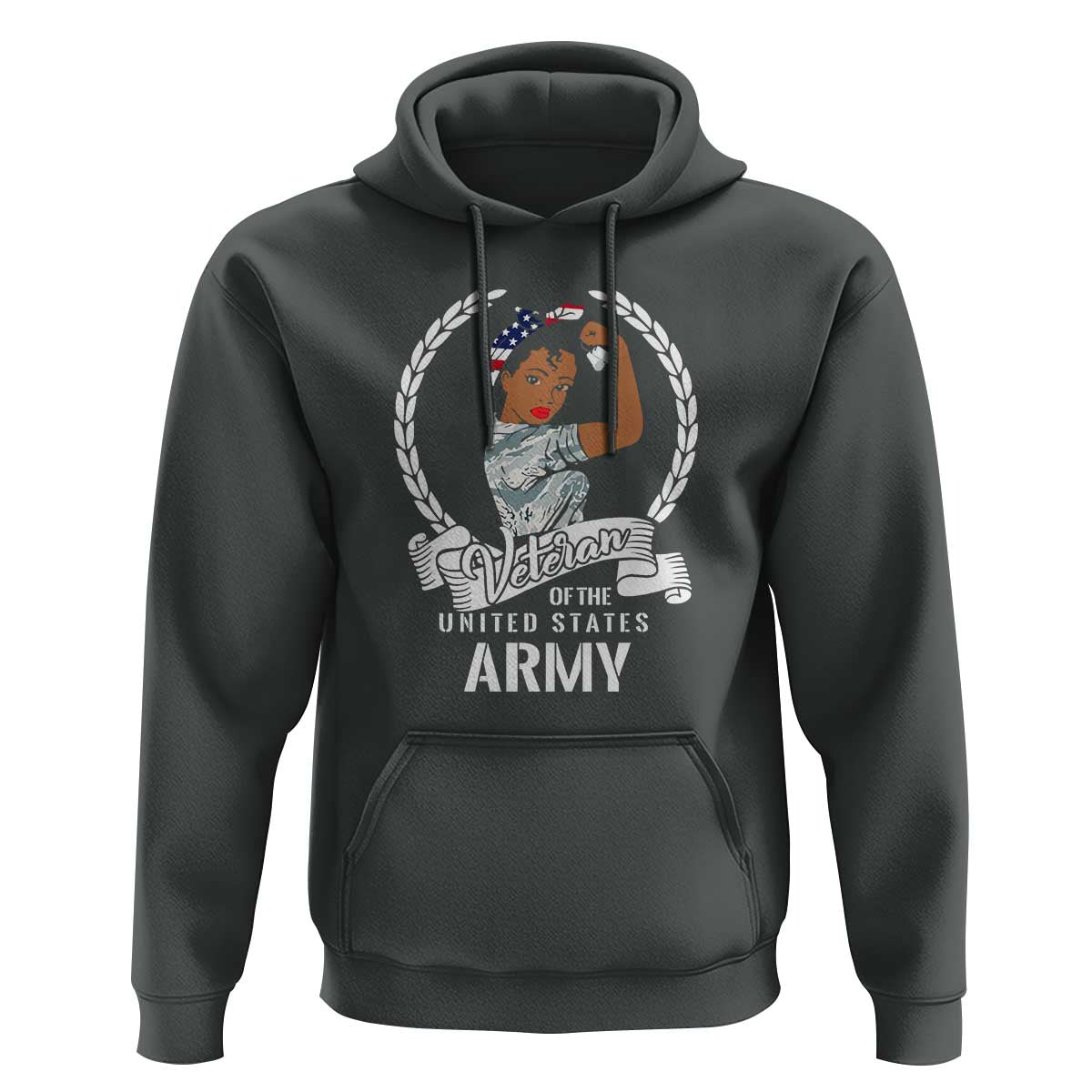 Black US Army Girl Veteran Hoodie - Proud Female Military Veteran