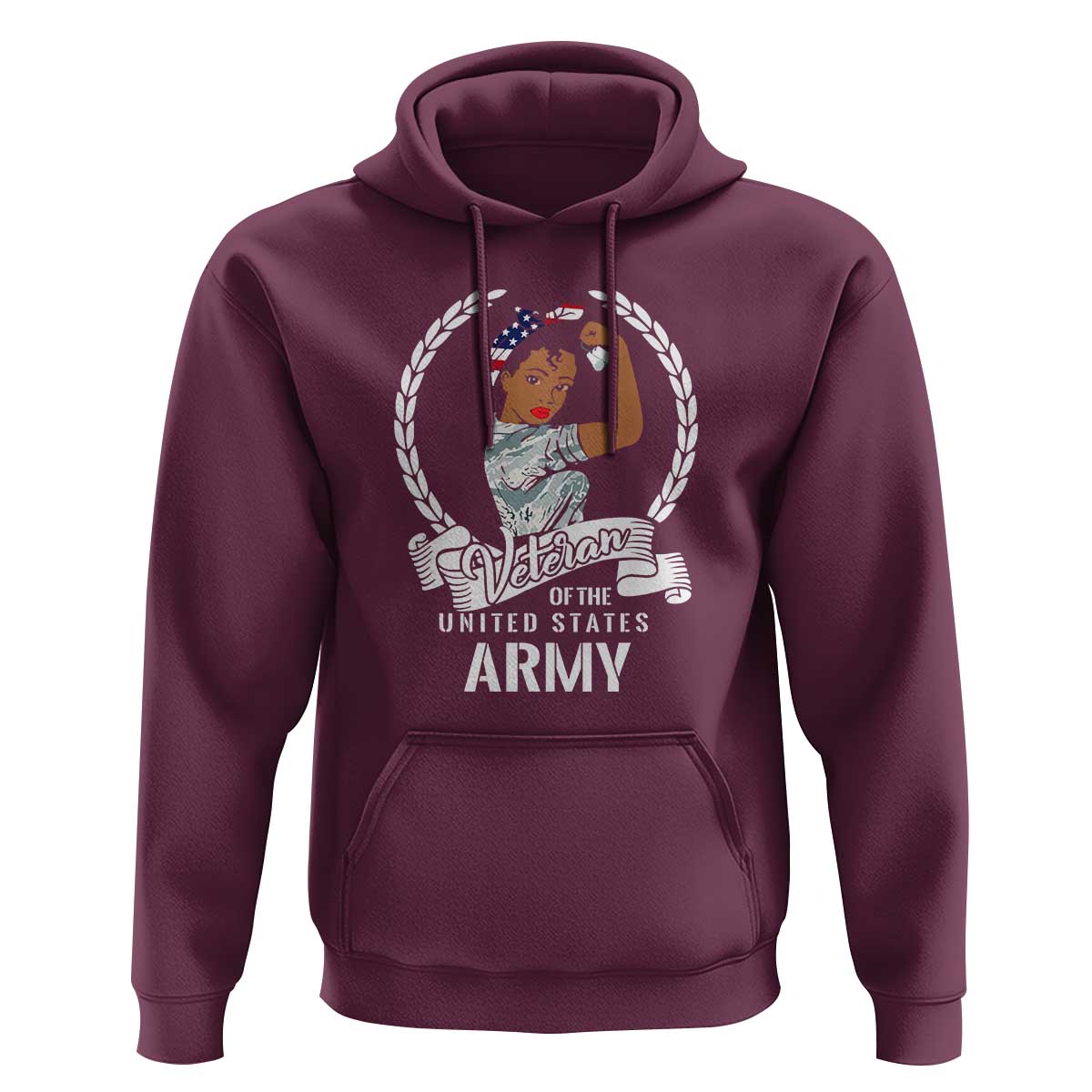 Black US Army Girl Veteran Hoodie - Proud Female Military Veteran