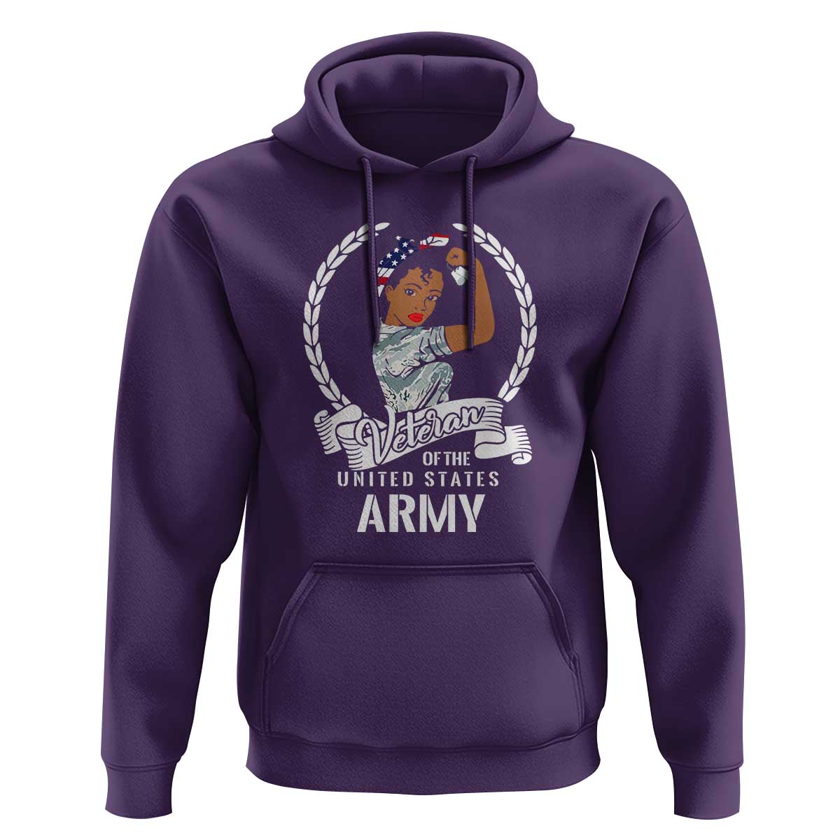 Black US Army Girl Veteran Hoodie - Proud Female Military Veteran