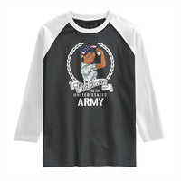 Black US Women Veteran Raglan Shirt - Proud Female Military Army Girl