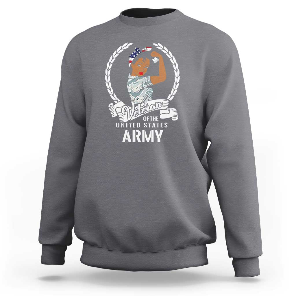 Black US Army Girl Veteran Sweatshirt - Proud Female Military Veteran - Wonder Print Shop