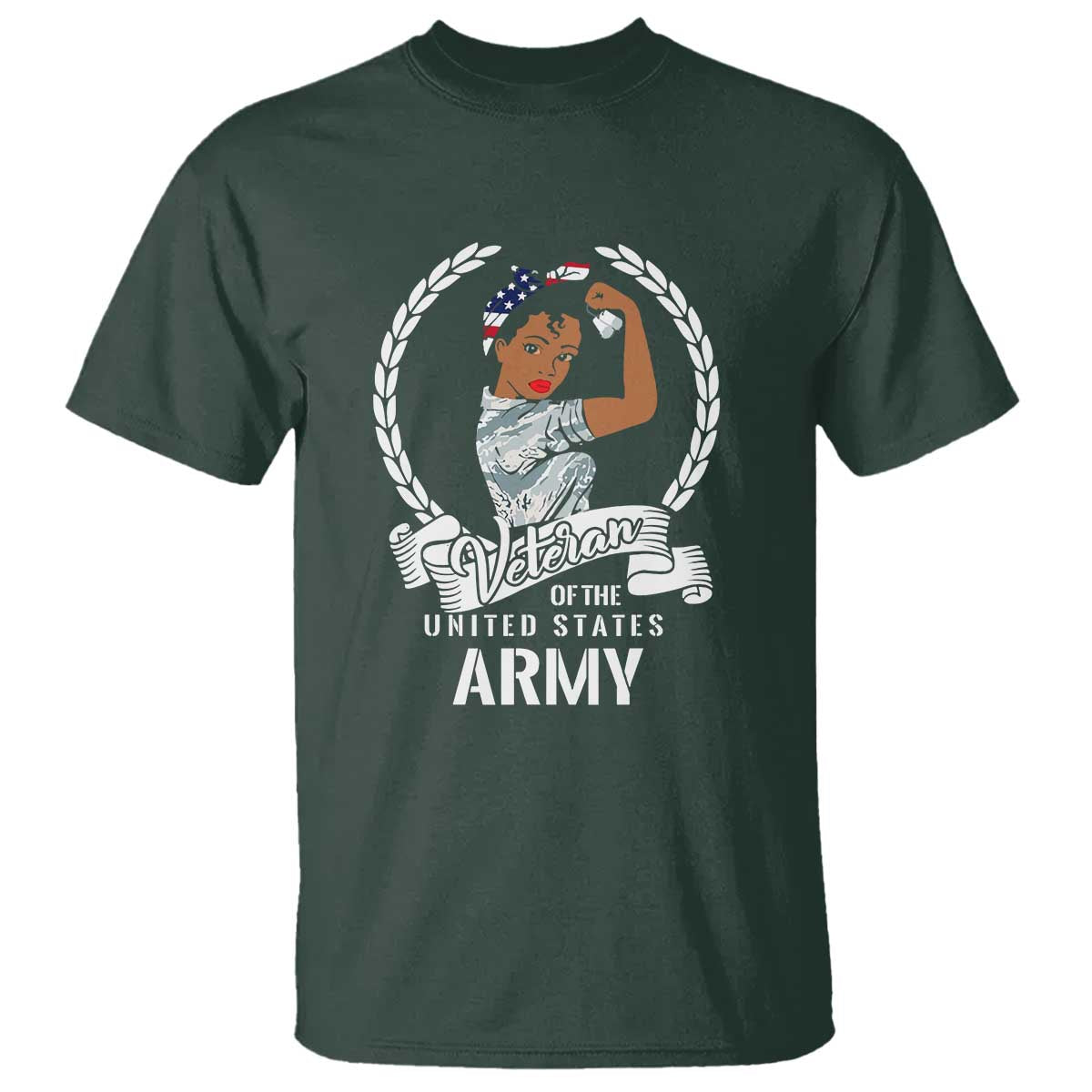 Black US Army Girl Veteran T Shirt - Proud Female Military Veteran - Wonder Print Shop