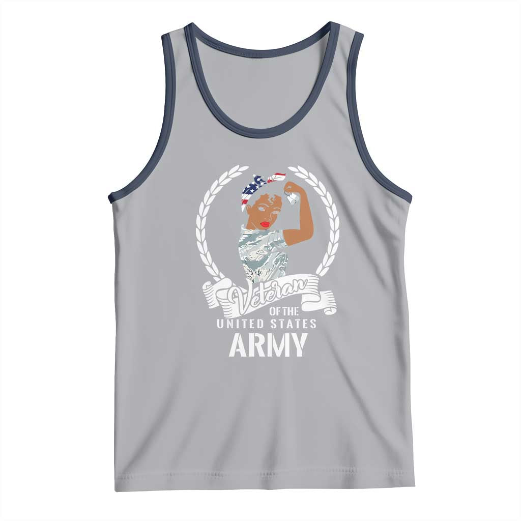 Black US Women Veteran Tank Top - Proud Female Military Army Girl