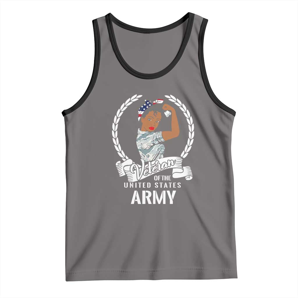 Black US Women Veteran Tank Top - Proud Female Military Army Girl