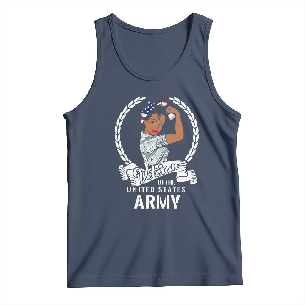 Black US Women Veteran Tank Top - Proud Female Military Army Girl