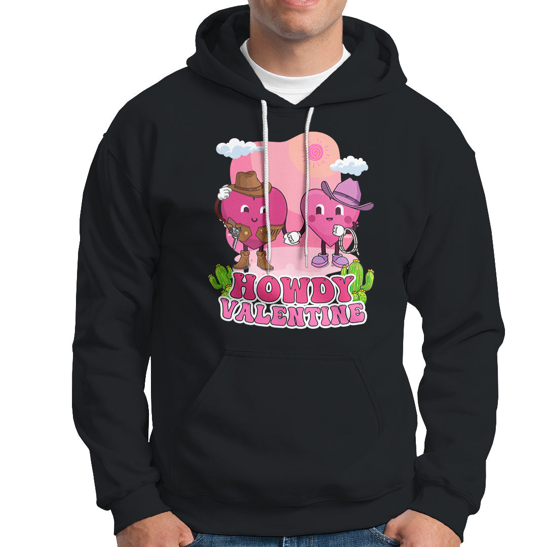 Howdy Valentine Retro Groovy Cartoon Lovely Heart Hoodie - Wonder Print Shop