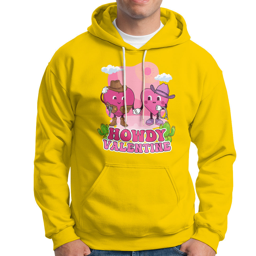 Howdy Valentine Retro Groovy Cartoon Lovely Heart Hoodie - Wonder Print Shop
